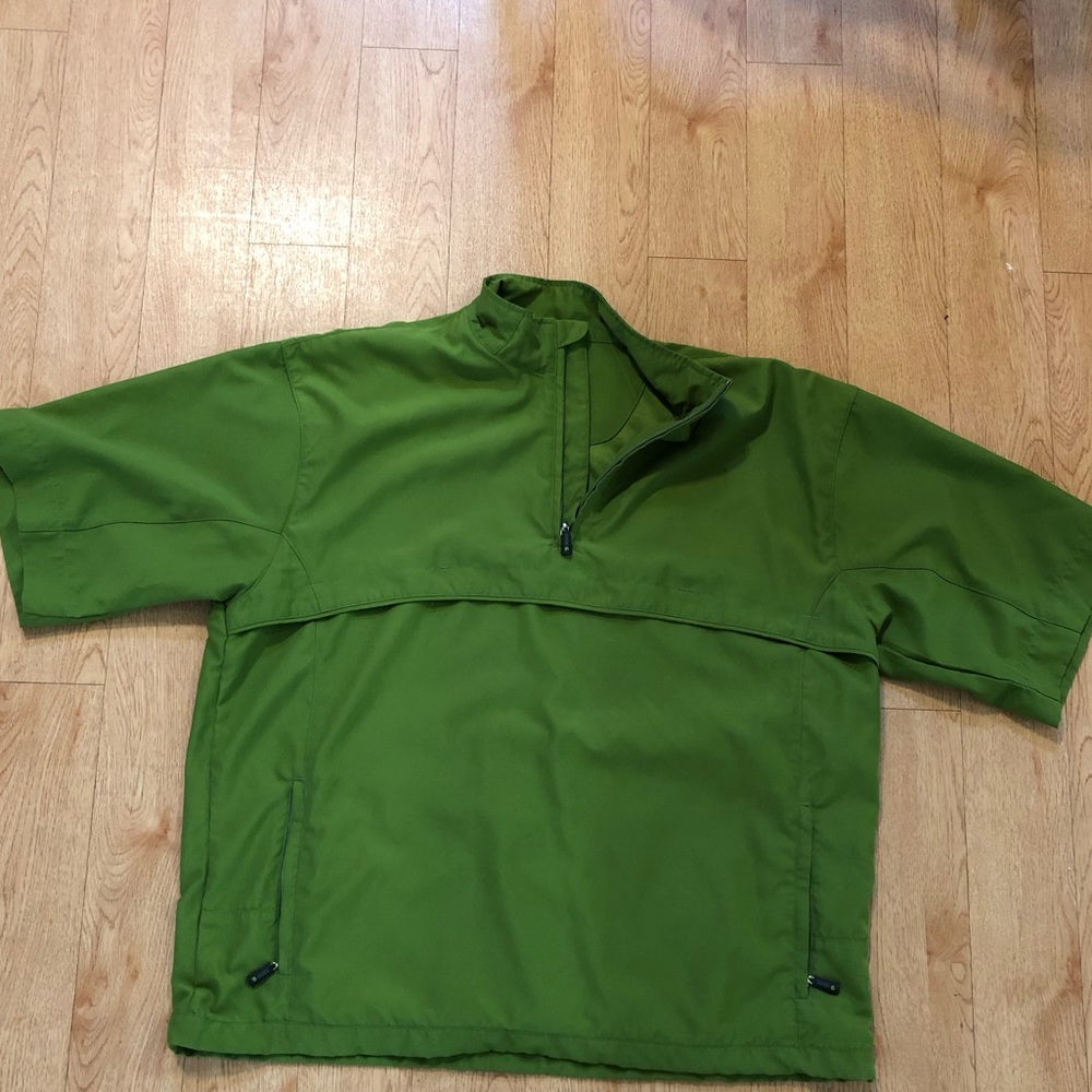 IZOD Men's Short Sleeve Green Casual Golf 14/ zip front Shirt